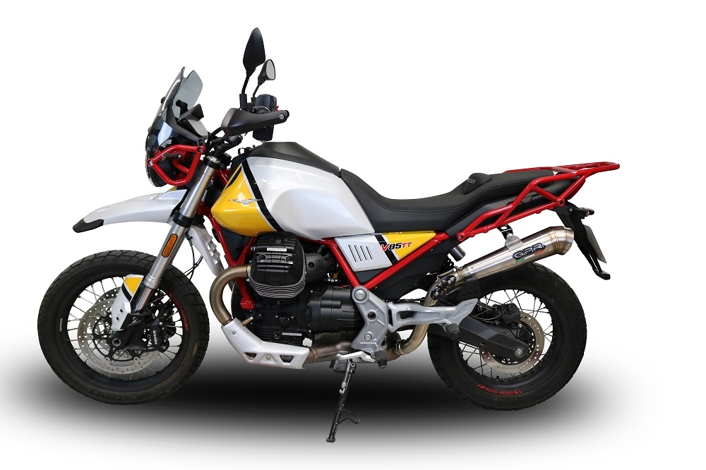 Pot echappement compatible avec Moto Guzzi V85 TT 2019-2020, Powercone Evo, Échappement légal, homologué,silencieux avec db killer amovible et tuyau de liaison spécifique 