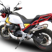 Pot echappement compatible avec Moto Guzzi V85 TT 2019-2020, Powercone Evo, Échappement légal, homologué,silencieux avec db killer amovible et tuyau de liaison spécifique 