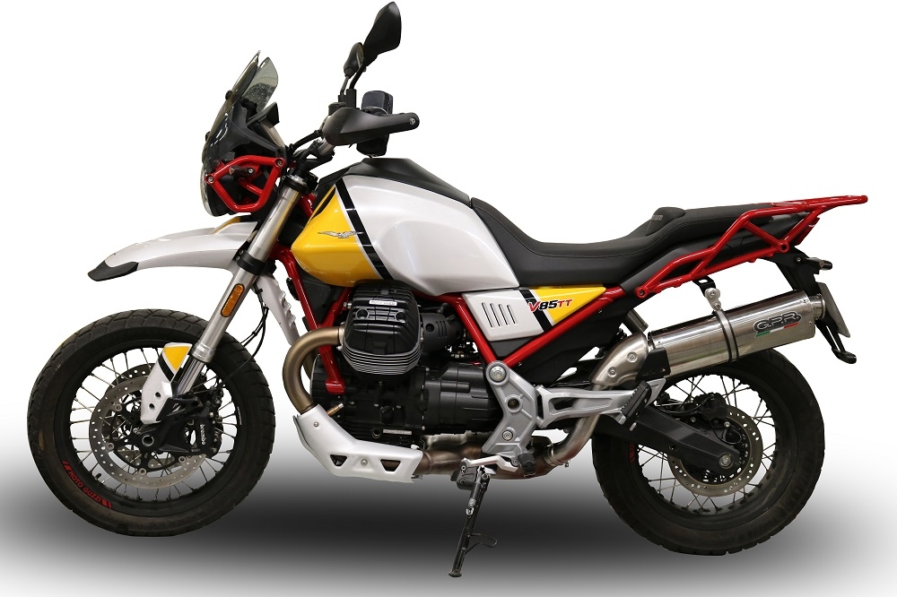 Pot echappement compatible avec Moto Guzzi V85 TT 2019-2020, Trioval, Échappement légal, homologué,silencieux avec db killer amovible et tuyau de liaison spécifique 