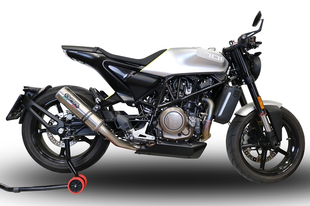 Pot echappement compatible avec Husqvarna Svartpilen 701 2018-2020, M3 Inox , Échappement légal, homologué,silencieux avec db killer amovible et tuyau de liaison spécifique 