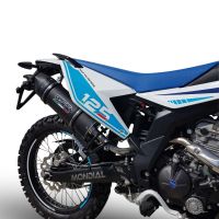 Pot echappement compatible avec F.B. Mondial Smx 125 Enduro 2018-2020, Furore Nero, Échappement légal, homologué,silencieux avec db killer amovible et tuyau de liaison 