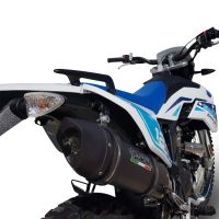 Pot echappement compatible avec F.B. Mondial Smx 125 Enduro 2018-2020, Furore Nero, Échappement légal, homologué,silencieux avec db killer amovible et tuyau de liaison 