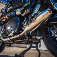 Pot echappement compatible avec Triumph Street Twin 900 2020-2021, Deeptone Inox, Paire de pot d'échappement homologuées, livrées avec db killer amovible et raccords spécifiques 