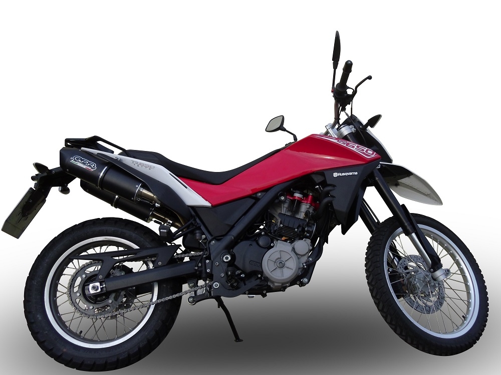 Pot echappement compatible avec Husqvarna TERRA - STRADA TR 650 2013-2015, Furore Nero, Paire de pot d'échappement homologuées, livrées avec db killer amovible et raccords spécifiques 