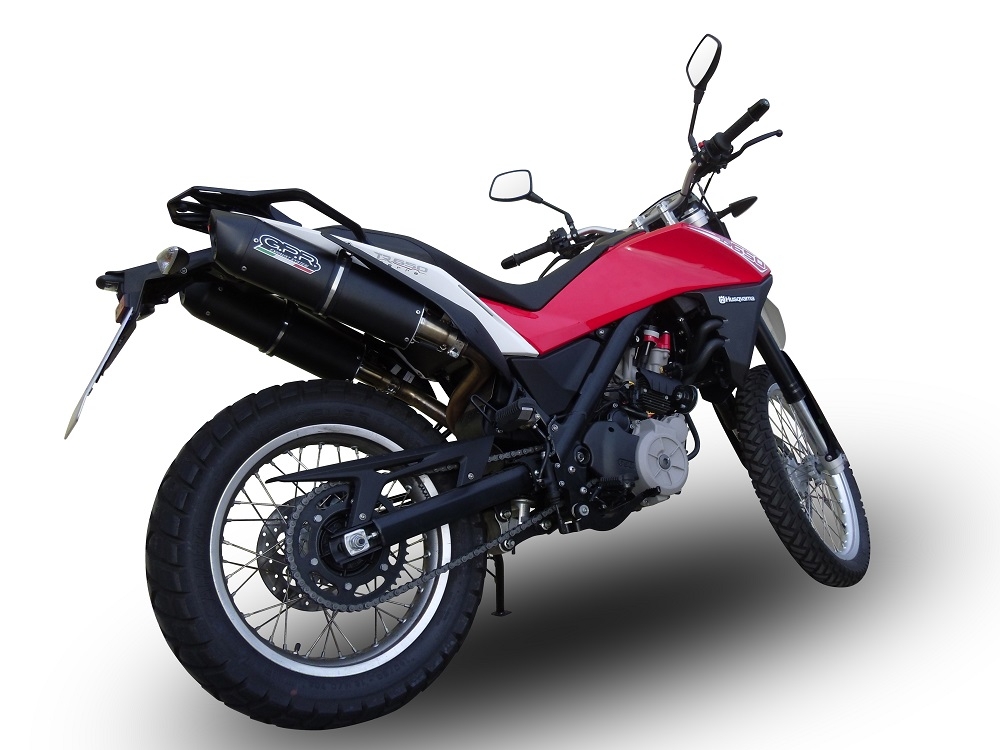 Pot echappement compatible avec Husqvarna TERRA - STRADA TR 650 2013-2015, Furore Nero, Paire de pot d'échappement homologuées, livrées avec db killer amovible et raccords spécifiques 
