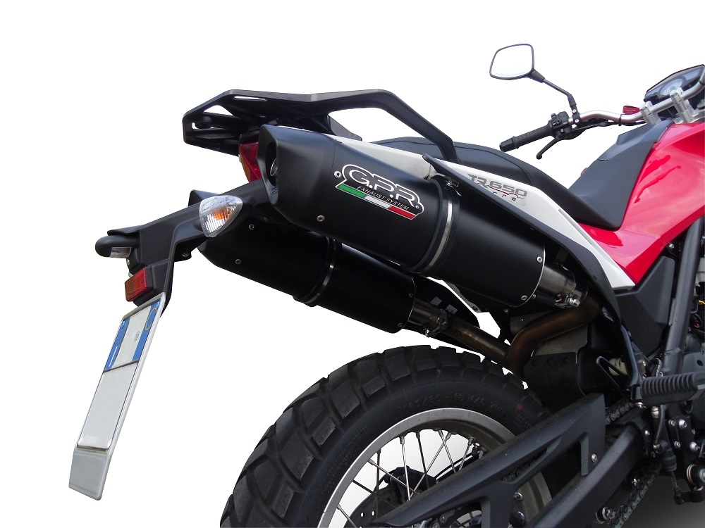 Pot echappement compatible avec Husqvarna TERRA - STRADA TR 650 2013-2015, Furore Nero, Paire de pot d'échappement homologuées, livrées avec db killer amovible et raccords spécifiques 