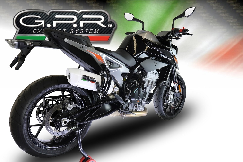 Pot echappement compatible avec Ktm Duke 790 2017-2020, Albus Evo4, Échappement légal, homologué,silencieux avec db killer amovible et tuyau de liaison spécifique 