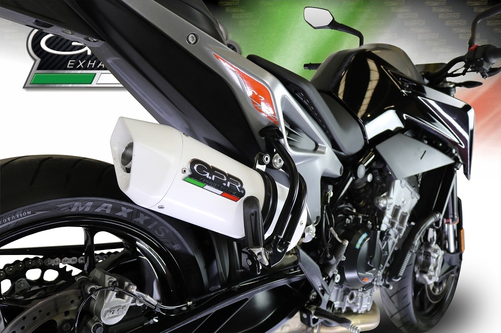 Pot echappement compatible avec Ktm Duke 790 2017-2020, Albus Evo4, Échappement légal, homologué,silencieux avec db killer amovible et tuyau de liaison spécifique 