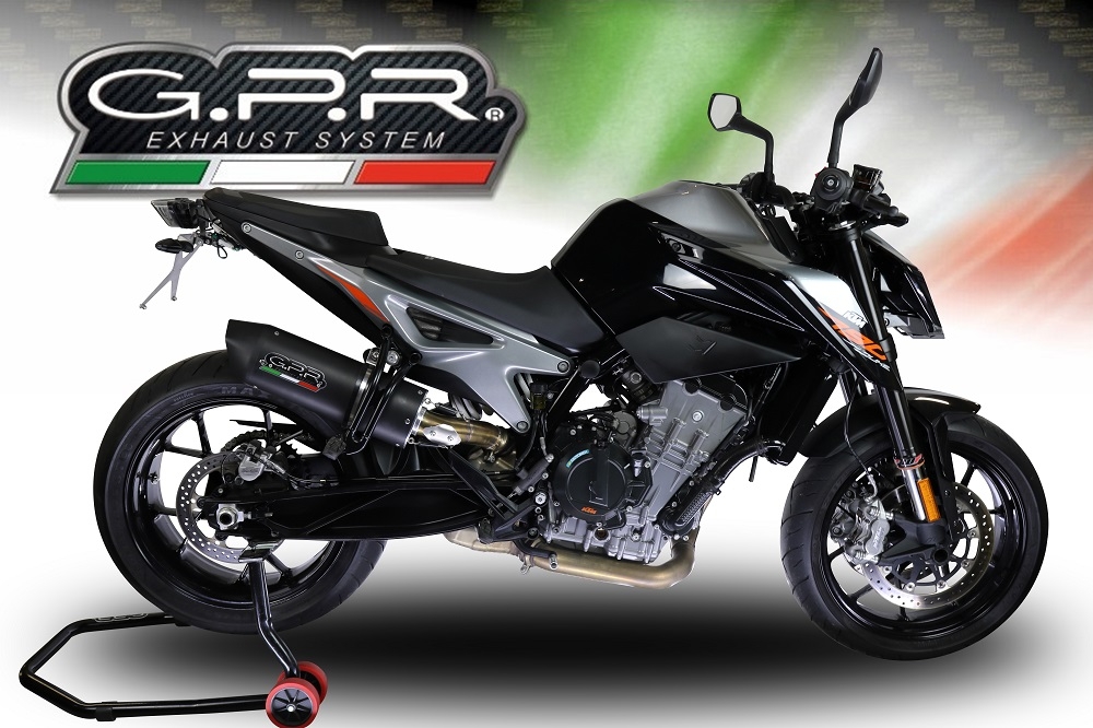 Pot echappement compatible avec Ktm Duke 790 2021-2024, Furore Evo4 Nero, Échappement légal, homologué,silencieux avec db killer amovible et tuyau de liaison spécifique 