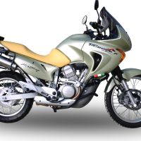 Pot echappement compatible avec Honda Transalp XL 650 V 2000-2006, Trioval, Échappement légal, homologué,silencieux avec db killer amovible et tuyau de liaison spécifique 
