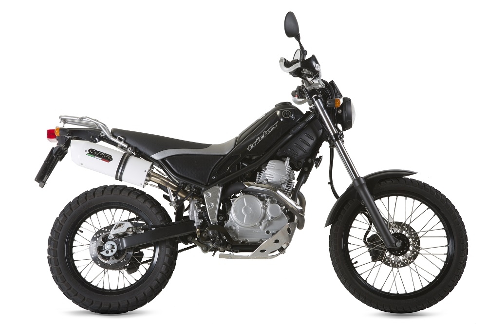 Pot echappement compatible avec Yamaha Tricker 250 2005-2008, Albus Ceramic, Homologué et légal, système d'échappement complet, avec db killer amovible 