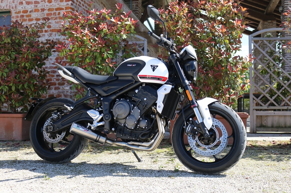 Pot echappement compatible avec Triumph Trident 660 2021-2024, M3 Inox , Pot échappement complet, non légal pour les pays de l'UE, avec db killer amovible 