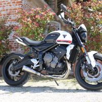 Pot echappement compatible avec Triumph Trident 660 2021-2024, M3 Titanium Natural, Pot échappement complet, non légal pour les pays de l'UE, avec db killer amovible 