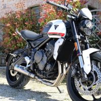 Pot echappement compatible avec Triumph Trident 660 2021-2024, M3 Titanium Natural, Pot échappement complet, non légal pour les pays de l'UE, avec db killer amovible 