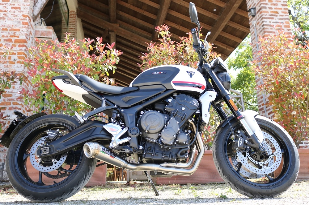 Pot echappement compatible avec Triumph Trident 660 2021-2024, Powercone Evo, Pot échappement complet, non légal pour les pays de l'UE, avec db killer amovible 