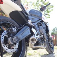 Pot echappement compatible avec Triumph Trident 660 2021-2024, Powercone Evo, Pot échappement complet, non légal pour les pays de l'UE, avec db killer amovible 