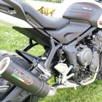 Pot echappement compatible avec Triumph Trident 660 2021-2024, M3 Black Titanium, Pot échappement complet, non légal pour les pays de l'UE, avec db killer amovible 