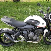 Pot echappement compatible avec Triumph Trident 660 2021-2024, M3 Black Titanium, Pot échappement complet, non légal pour les pays de l'UE, avec db killer amovible 
