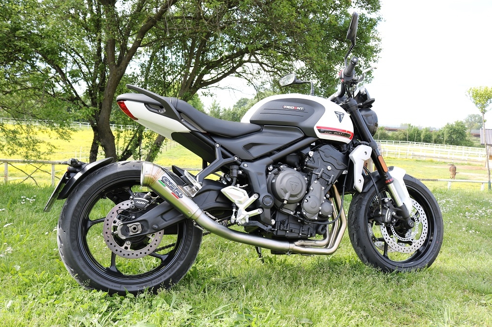 Pot echappement compatible avec Triumph Trident 660 2021-2024, Powercone Evo, Pot échappement complet, non légal pour les pays de l'UE, avec db killer amovible 