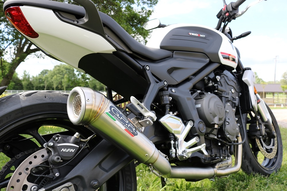 Pot echappement compatible avec Triumph Trident 660 2021-2024, Powercone Evo, Pot échappement complet, non légal pour les pays de l'UE, avec db killer amovible 