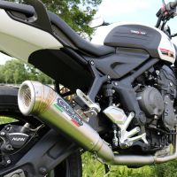 Pot echappement compatible avec Triumph Trident 660 2021-2024, Powercone Evo, Pot échappement complet, non légal pour les pays de l'UE, avec db killer amovible 