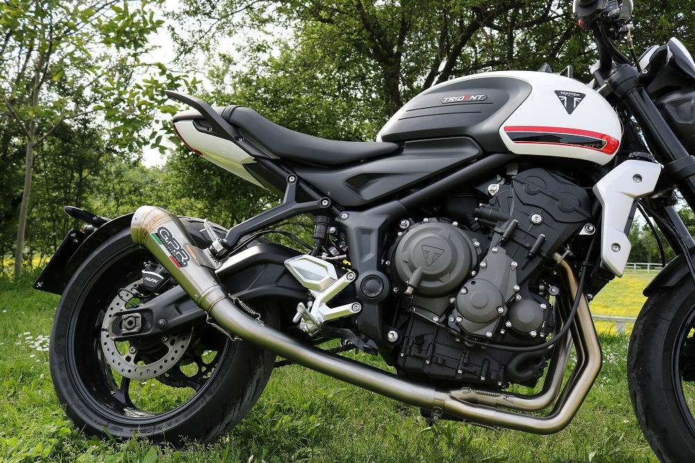 Pot echappement compatible avec Triumph Trident 660 2021-2024, Powercone Evo, Pot échappement complet, non légal pour les pays de l'UE, avec db killer amovible 