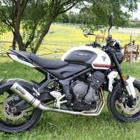Pot echappement compatible avec Triumph Trident 660 2021-2024, M3 Titanium Natural, Pot échappement complet, non légal pour les pays de l'UE, avec db killer amovible 