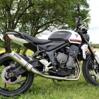 Pot echappement compatible avec Triumph Trident 660 2021-2024, M3 Titanium Natural, Pot échappement complet, non légal pour les pays de l'UE, avec db killer amovible 
