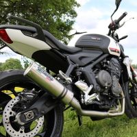 Pot echappement compatible avec Triumph Trident 660 2021-2024, M3 Titanium Natural, Pot échappement complet, non légal pour les pays de l'UE, avec db killer amovible 