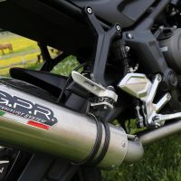 Pot echappement compatible avec Triumph Trident 660 2021-2024, M3 Titanium Natural, Pot échappement complet, non légal pour les pays de l'UE, avec db killer amovible 