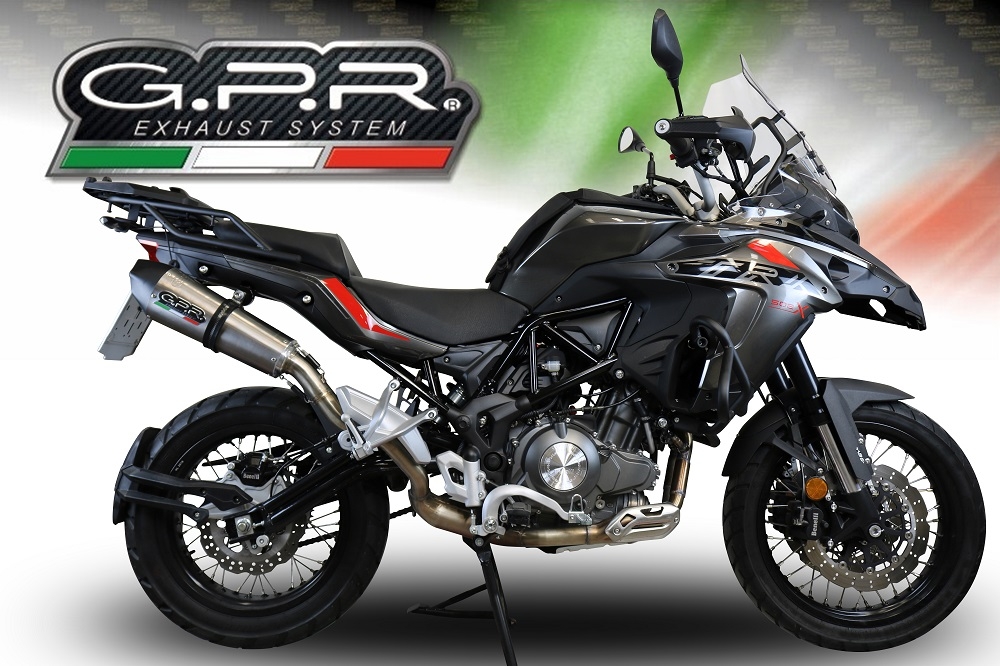 GPR exhaust compatible with  Benelli Trk 502 X 2021-2024, New Grand Prix Evo Titanium, Slip-on exhaust including removable db killer and link pipe, EPA-compliant 