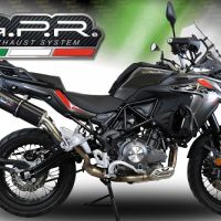 Pot echappement compatible avec Benelli Trk 502 X 2017-2020, Furore Evo4 Nero, Échappement légal, homologué,silencieux avec db killer amovible et tuyau de liaison spécifique 