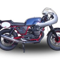 Pot echappement compatible avec Moto Guzzi V7 (I - II) Racer 2010-2016, Vintacone , Paire de pot d'échappement homologuées, livrées avec db killer amovible et raccords spécifiques 