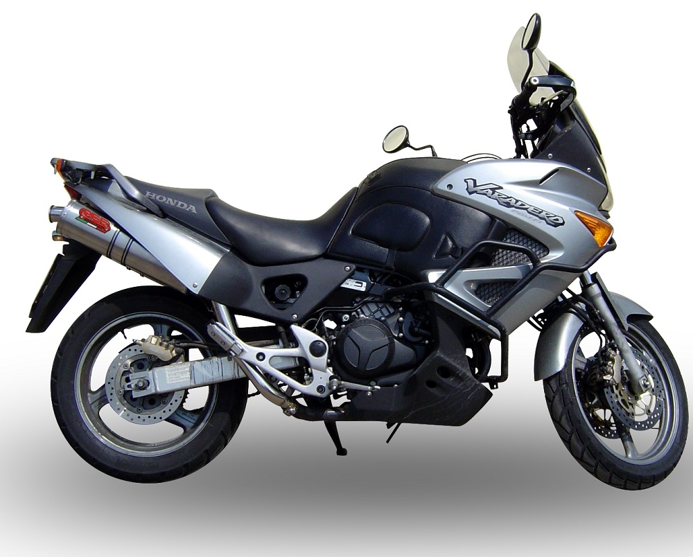 Pot echappement compatible avec Honda Varadero 1000 1999-2011, Trioval, Paire de pot d'échappement homologuées, livrées avec db killer amovible et raccords spécifiques 