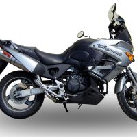 Pot echappement compatible avec Honda Varadero 1000 1999-2011, Trioval, Paire de pot d'échappement homologuées, livrées avec db killer amovible et raccords spécifiques 