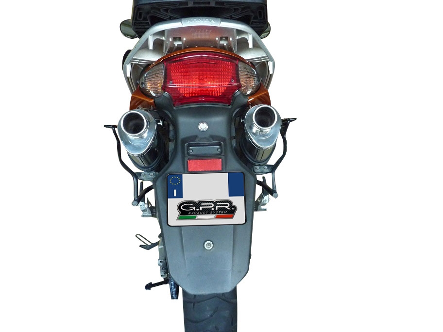 Pot echappement compatible avec Honda Varadero 1000 1999-2011, Trioval, Paire de pot d'échappement homologuées, livrées avec db killer amovible et raccords spécifiques 