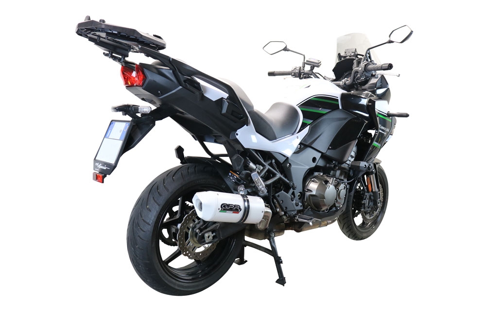 Pot echappement compatible avec Kawasaki Versys 1000 I.E. 2021-2024, Albus Evo4, Échappement légal, homologué,silencieux avec db killer amovible et tuyau de liaison spécifique 