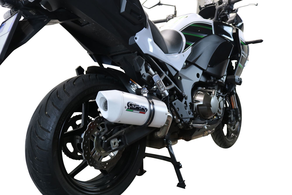 Pot echappement compatible avec Kawasaki Versys 1000 I.E. 2021-2024, Albus Evo4, Échappement légal, homologué,silencieux avec db killer amovible et tuyau de liaison spécifique 