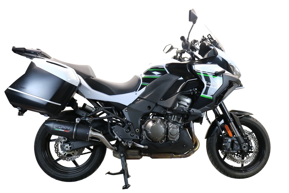 Pot echappement compatible avec Kawasaki Versys 1000 I.E. 2019-2020, Furore Evo4 Nero, Échappement légal, homologué,silencieux avec db killer amovible et tuyau de liaison spécifique 