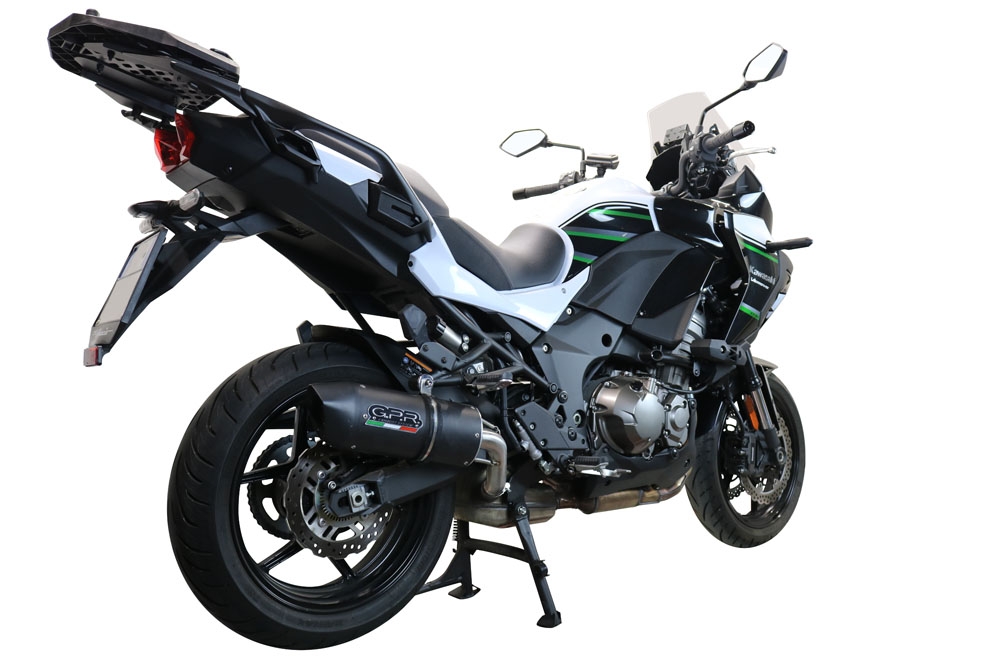 Pot echappement compatible avec Kawasaki Versys 1000 I.E. 2019-2020, Furore Evo4 Nero, Échappement légal, homologué,silencieux avec db killer amovible et tuyau de liaison spécifique 