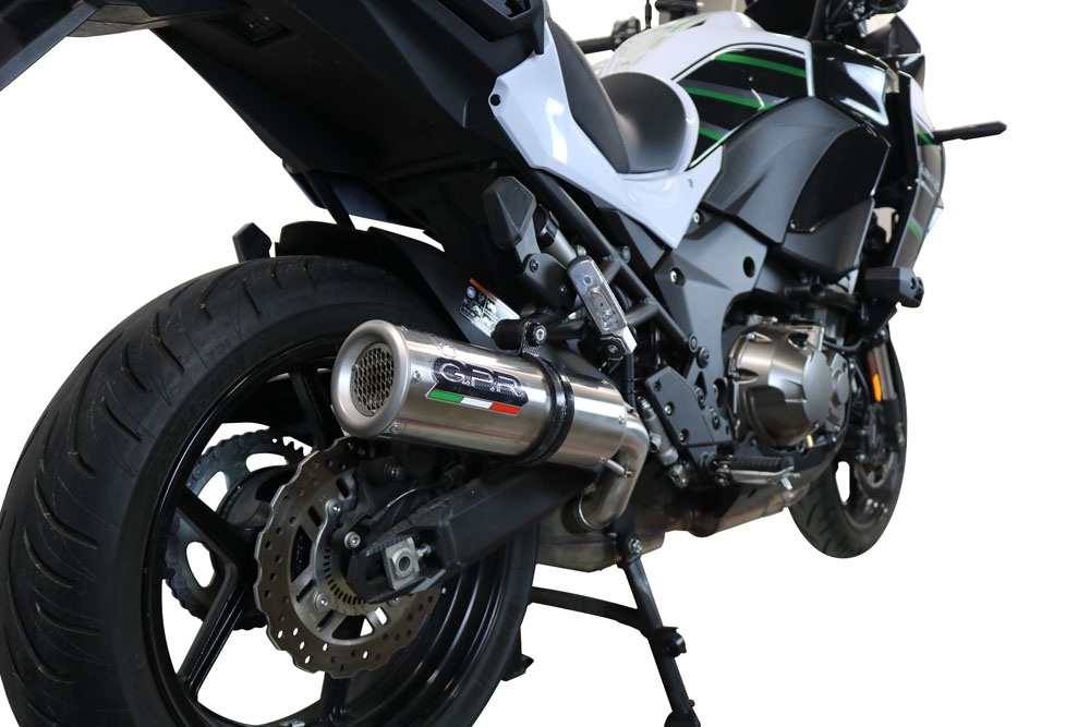Pot echappement compatible avec Kawasaki Versys 1000 I.E. 2021-2024, M3 Inox , Échappement légal, homologué,silencieux avec db killer amovible et tuyau de liaison spécifique 