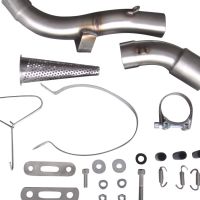 Pot echappement compatible avec Honda Vfr 1200 F I.E. 2010-2016, Satinox , Échappement légal, homologué,silencieux avec db killer amovible et tuyau de liaison spécifique 