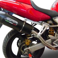 Pot echappement compatible avec Honda Vtr 1000 F Firestorm 1997-2007, Furore Nero, Paire de pot d'échappement homologuées, livrées avec db killer amovible et raccords spécifiques 