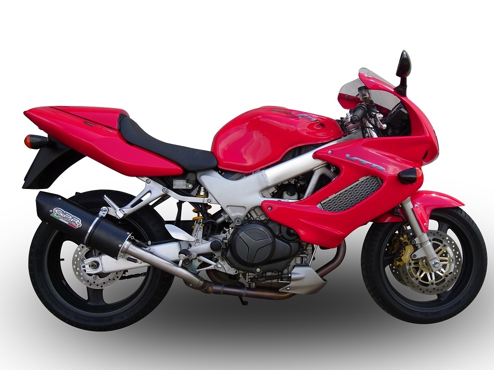 Pot echappement compatible avec Honda Vtr 1000 F Firestorm 1997-2007, Furore Nero, Paire de pot d'échappement homologuées, livrées avec db killer amovible et raccords spécifiques 