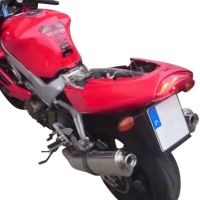 Pot echappement compatible avec Honda Vtr 1000 F Firestorm 1997-2007, Trioval, Paire de pot d'échappement homologuées, livrées avec db killer amovible et raccords spécifiques 