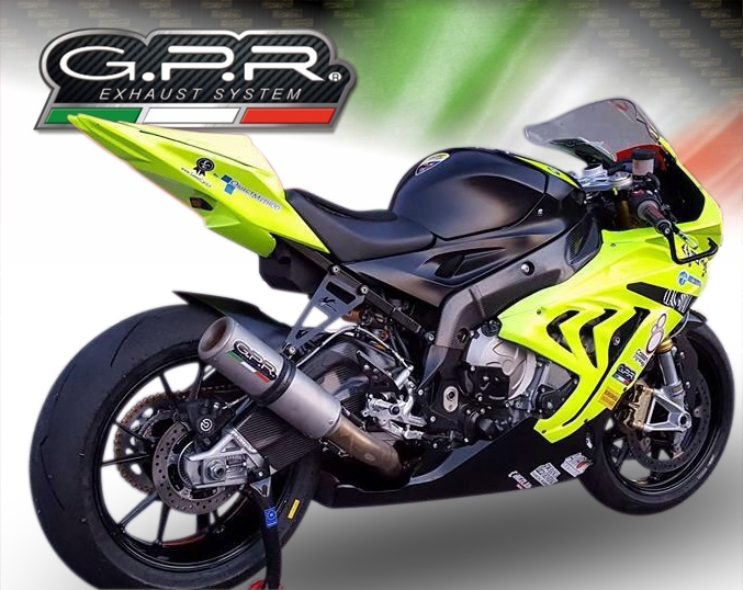Pot echappement compatible avec Bmw S 1000 Rr 2009-2011, M3 Titanium Natural, Homologué et légal, système d'échappement complet, avec db killer amovible 