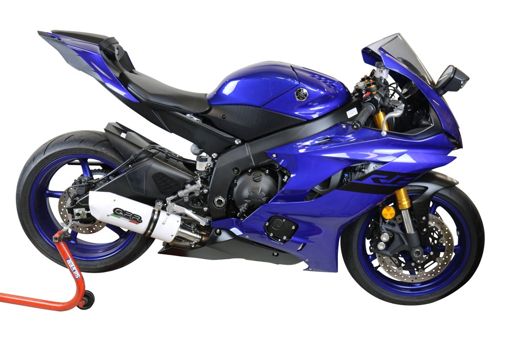 Pot echappement compatible avec Yamaha Yzf R6 2017-2025, Albus Evo4, Échappement légal, homologué,silencieux avec db killer amovible et tuyau de liaison spécifique 