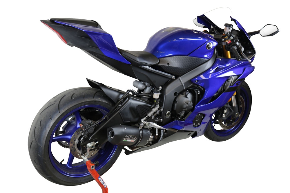 Pot echappement compatible avec Yamaha Yzf R6 2017-2025, Furore Evo4 Nero, Échappement légal, homologué,silencieux avec db killer amovible et tuyau de liaison spécifique 