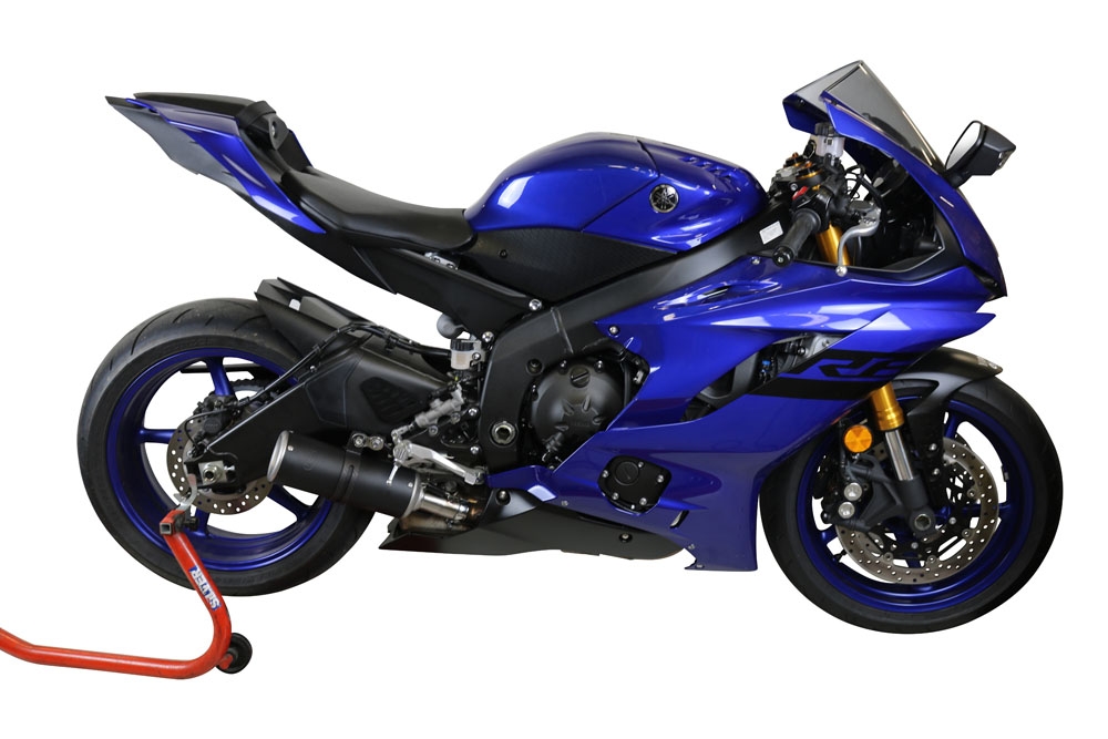 Pot echappement compatible avec Yamaha Yzf R6 2017-2025, M3 Black Titanium, Échappement légal, homologué,silencieux avec db killer amovible et tuyau de liaison spécifique 