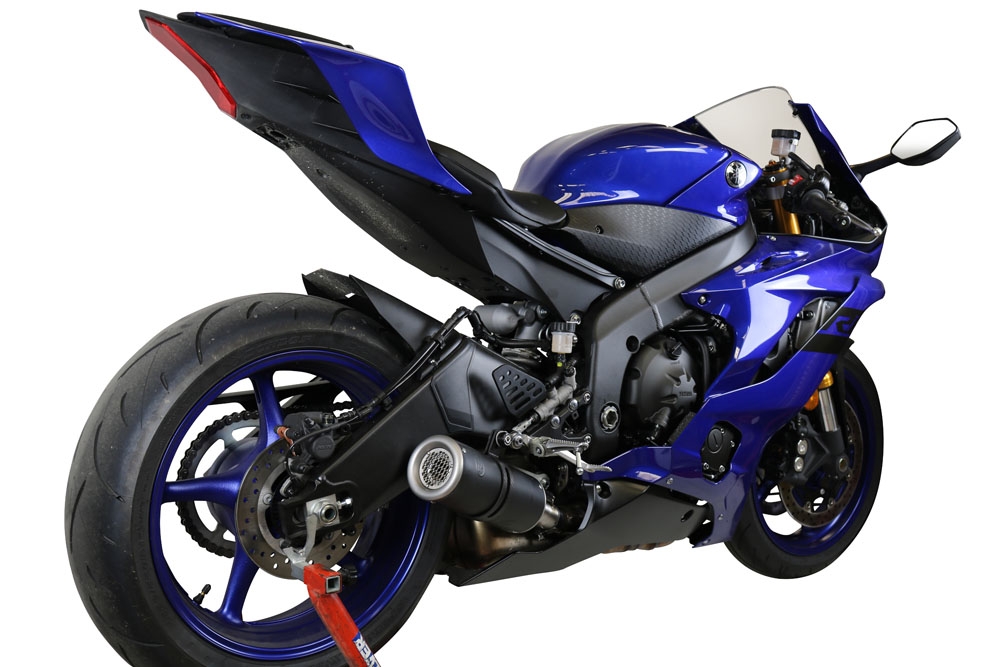 Pot echappement compatible avec Yamaha Yzf R6 2017-2025, M3 Black Titanium, Échappement légal, homologué,silencieux avec db killer amovible et tuyau de liaison spécifique 